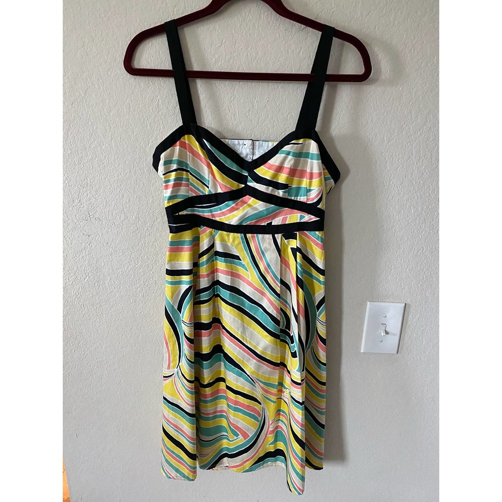 Nanette Lepore Keyhole Back Striped Fit & Flare Short Dress